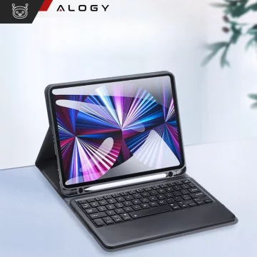 Ochranné pouzdro na klávesnici Alogy Keyboard case s prostorem pro stylus bezdrátovou klávesnici pro Apple iPad Air 13" černé sklo