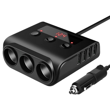 Splitter Splitter KFZ Adapter für Zigarettenanzünder 2x USB Ladegerät 12V 24V 3.1A Schwarz