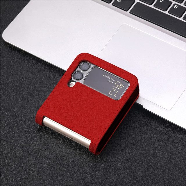 Etui z klapką portfel Alogy skórzane do Samsung Galaxy Z Flip 3 5G Czerwone