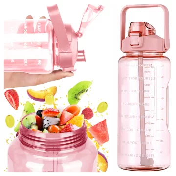 Velká láhev, láhev na pití Alogy MotivHydro Motivační odměrka 2l 2000ml Růžová
