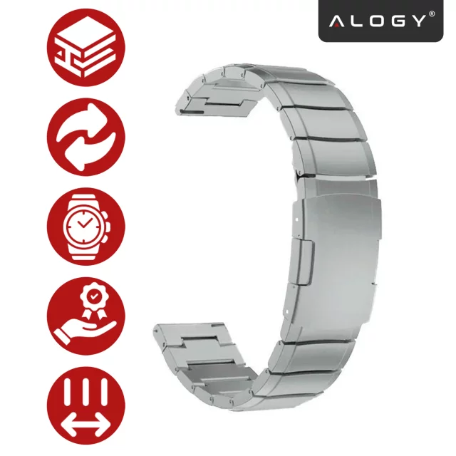 Steel Simple bracelet Alogy stainless steel strap for smartwatch 20mm Silver