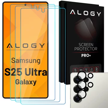 3x Szkło hartowane na ekran + szkło na obiektyw do Samsung Galaxy S25 Ultra ochronne szkiełko na ekran i aparat 9H Alogy GlassGuard Pack™️ zestaw szkieł ochronnych