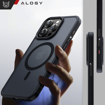 Case for iPhone 15 Pro MagSafe Matt Case Cover frosted Alogy Ring armored phone case Black