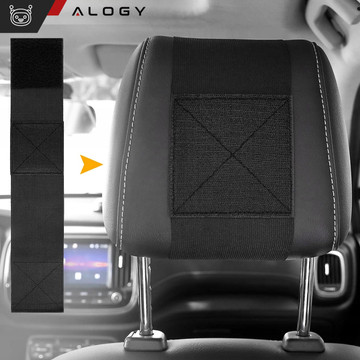 Držák na opěrku hlavy do auta pevný suchý zip pro čtečku tabletových telefonů Alogy Car flexibilní černá