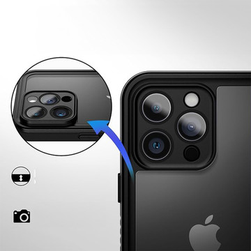 Pouzdro pro iPhone 14 Pro Waterproof Armored 360 Case Krytí objektivu hybridního fotoaparátu IP68 Vodotěsné černé