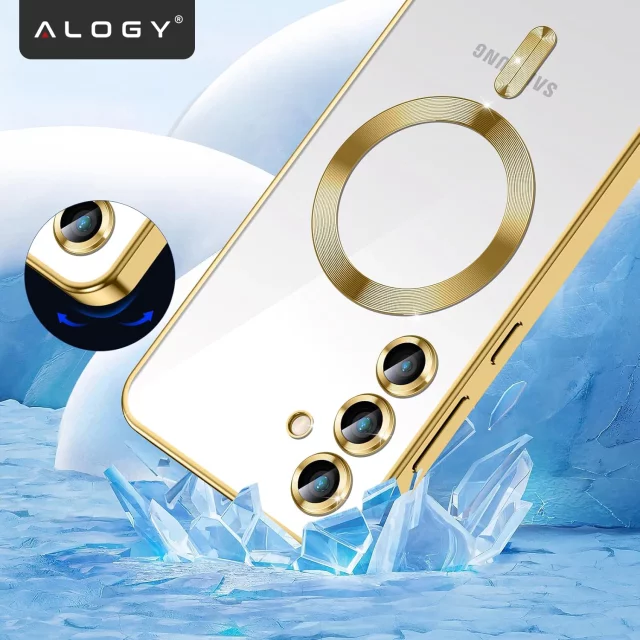 MagSafe Case for Apple iPhone 16 Pro Max Alogy Glamour Luxury Ring Case Gold-Transparent