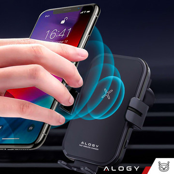 Alogy Fast Charging car holder with 15W inductive Qi charger automatic for the car on the grid fast charging black