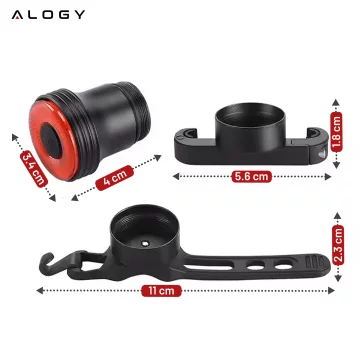 Fahrradrücklicht für das Heck des Fahrrads, LED-Beleuchtung, Rücklicht, rotes Aluminium, wasserdicht, IPX4, 50 lm, Alogy