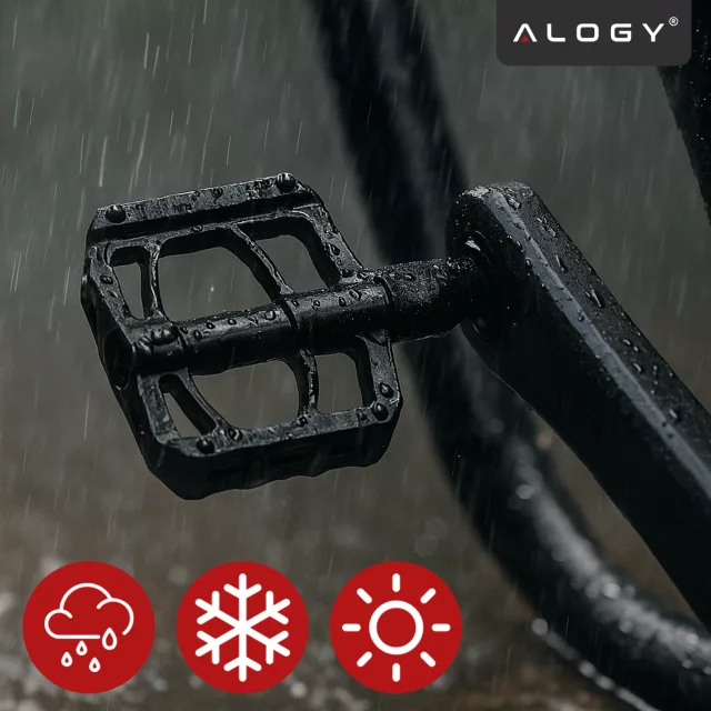 Alogy bicycle pedals for road and mountain bikes, MTB platform aluminum, set of 2, aluminum with triple bearing, black