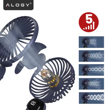 Fan Fan Handheld Fan Wireless Alogy Desktop Portable Handheld with Phone Holder USB-C Navy Blue