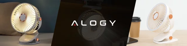 Wentylator wiatrak 2800 mAh wiatraczek LED przenośny klips Alogy biurkowy na biurko wózek dla dziecka bezprzewodowy beżowy