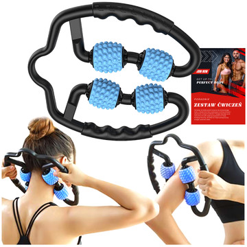 Körpermassagegerät Anti-Cellulite Manueller Muskelroller Alogy 4x Massageroller Universalroller Schwarz und Blau