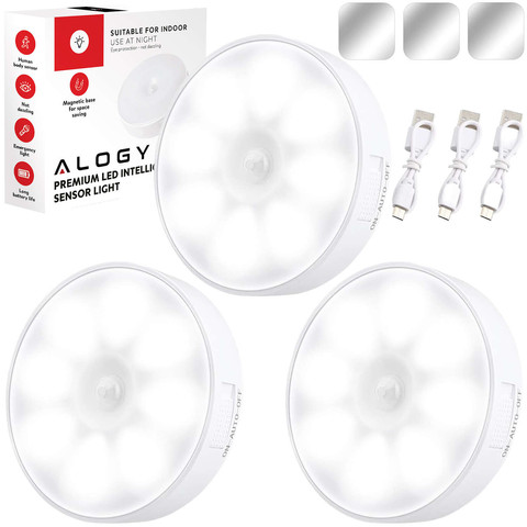 3x Lamp LED motion sensor dusk night lamp Alogy Sensor Light Wireless furniture lighting White light 6000k