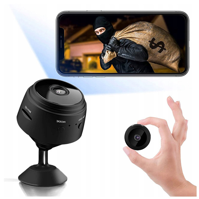 Spy camera Hidden detection Discreet mini webcam with data transmission WiFi Full HD IP black