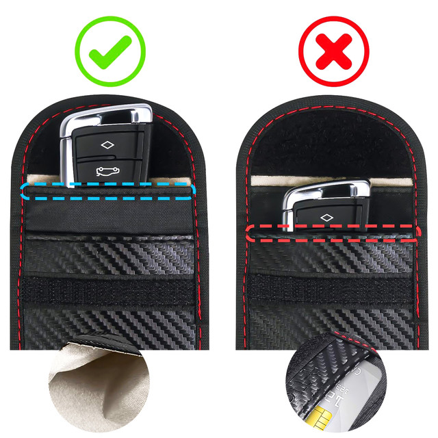 Antykradzieżowe etui na klucze Alogy pokrowiec blokujący sygnał ochrona RFID 13x8.2cm karbon czarny 2szt