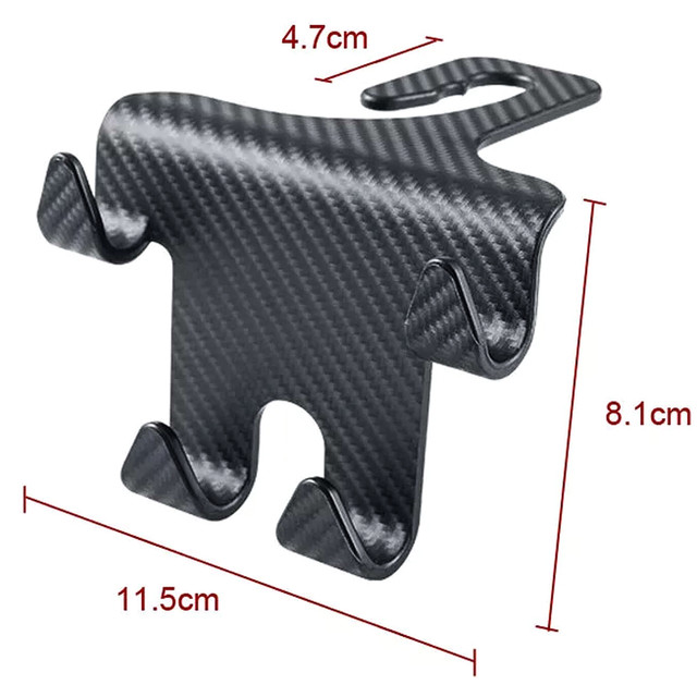 Wieszak uchwyt haczyk samochodowy podwójny 4w1 na fotel zagłówek organizer do samochodu Alogy Car 2szt Czarny