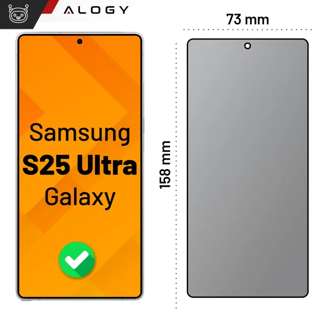 Szkło hartowane Prywatyzujące do Samsung Galaxy S25 Ultra ochronne szkiełko na ekran 9H Alogy Privacy EasyShield™️ z ramką montażową