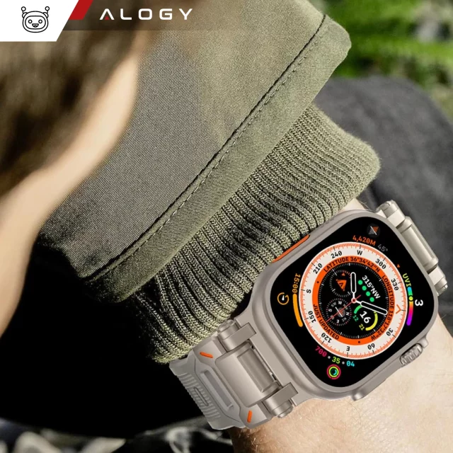 Alogy Luxus-Metall-TPU-Armband für Apple Watch 42/44/45/49 mm, Beige