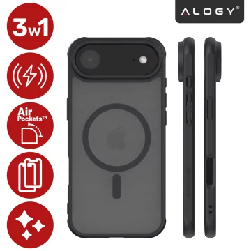 Hülle für Apple iPhone 16 Pro Max Alogy MagSafe Hybrid Matte Case Matte Cover mit Linsenschutz Schwarz