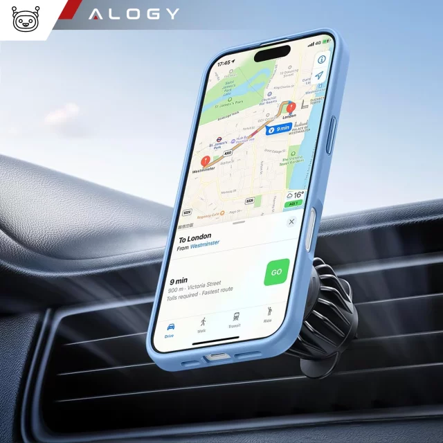 3-in-1 Hybrid-Schutzhüllen-Set mit 2x gehärtetem Glas für Apple iPhone 16, Hybrid-MagSafe-Schutzhülle mit Linsenschutz, Alogy 3-in-1-Hüllen-Set, Himmelblau