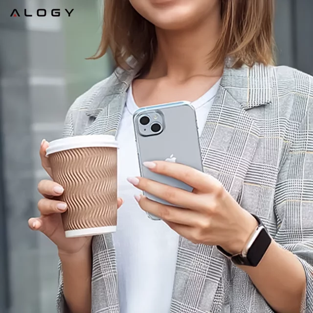 Armored Alogy Hybrid Case with Camera Cover for Apple iPhone 13 Transparent