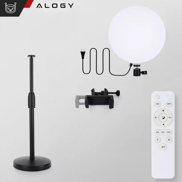 Lampa LED Full Ring 22cm Alogy Desk LED Lamp Bluetooth z możliwością zdalnego sterowania do nagrywania live Makeup zdjęć Czarna