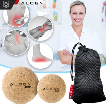 Cork ball Set of 2 ECO balls for muscle massage massager hard small Cork balls 6cm and 5.3cm Alog bag sport fitness Mat