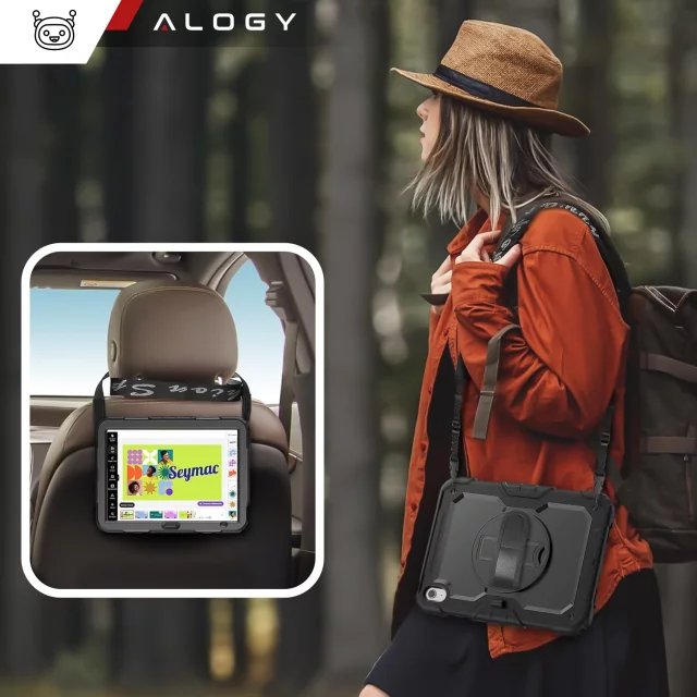 Etui ochronne Alogy Pirate Armor stojak pasek case obudowa do Apple iPad (10 Gen.) 2022 10.9" / iPad 11 A16 (11. Gen.) 2025 Czarne