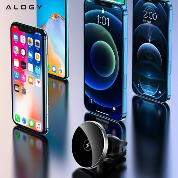 2-in-1 car holder with Alogy Airvent MagSafe QI Charger for MagSafe 15W inductive charger Black