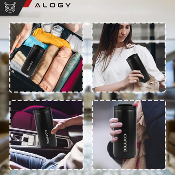 Thermos thermal mug bottle water bottle 400ml for coffee tea yerba mate Alogy Steel Black