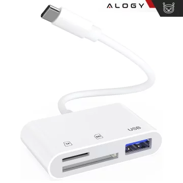 SD TF-Kartenleser USB Alogy-Adapter mit USB-C-Anschluss für Apple iPhone iPad Weiß