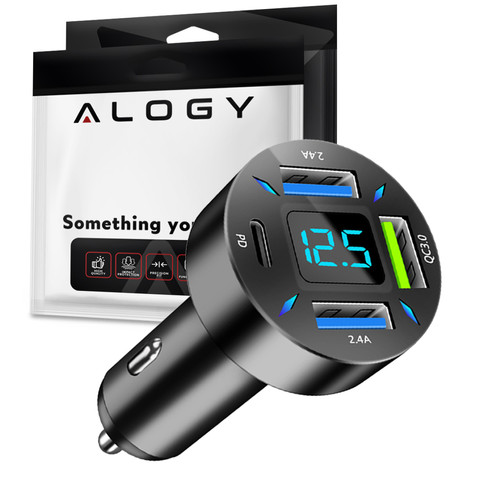 Alogy Car Charger 66W 3x USB 1x USB-C Type C Quick Charge QC 3.0 PD