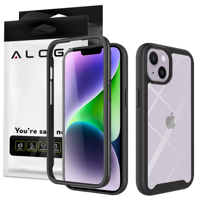 Pouzdro pro iPhone 15 Pro Max obrněný kryt hydrogelová fólie Case Defense 360 Pro Alogy černý