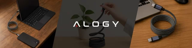 Kabel Zasilający USB-C do USB-C 65W 1m, Szybkie Ładowanie PD, Magnetyczny, Trwały i Elastyczny Przewód Kompatybilny z iPhone, MacBook i Android, Alogy MagiCharge™ – Czarny