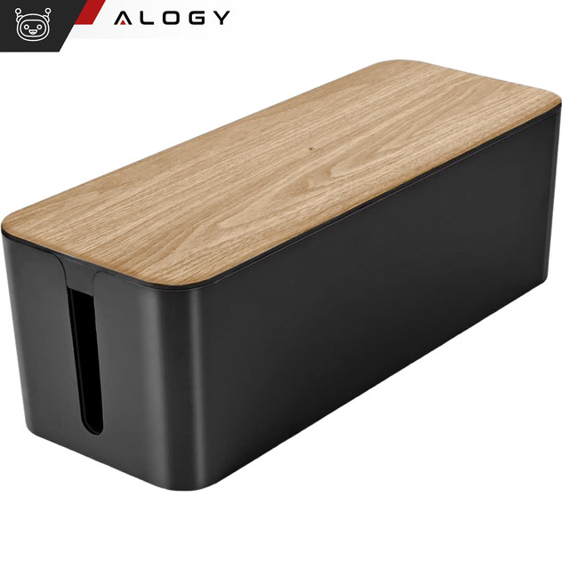 Organizér box na kabely lišty box M stůl podlaha Alogy BOX dřevo Černý