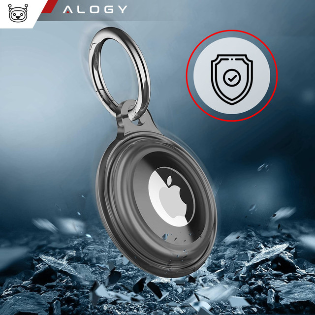 Pouzdro Locator pro Apple AirTag Keychain Waterproof Case Alogy 360 IPX8 Pouzdro s přívěskem matná černá