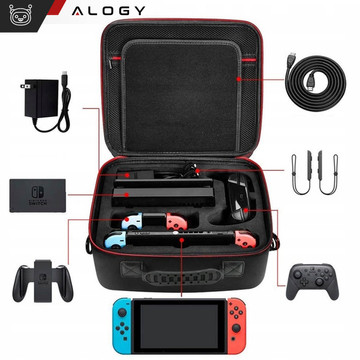 Pouzdro Kufr Kufr taška pro Nintendo Switch OLED příslušenství 21 Games Alogy Vodotěsné s popruhem Černá