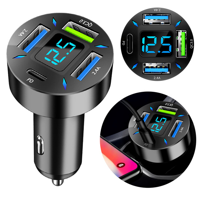 Alogy Car Charger 66W 3x USB 1x USB-C Type C Quick Charge QC 3.0 PD