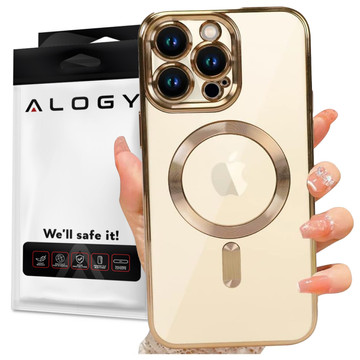 MagSafe Case for Apple iPhone 14 Pro Alogy Glamor Luxury Ring housing Gold-transparent