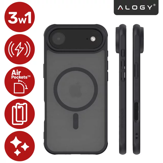 Case for Apple iPhone 16 Pro Max Alogy MagSafe Hybrid Matte Case with Lens Protection Black