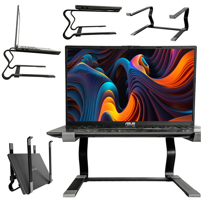 Laptop holder Macbook tablet 18" stand stand foldable adjustable aluminum for desk 25 x 26cm Alogy Black