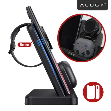 Bezdrátová indukční nabíječka 3v1 Qi 3.0 Fast pro Samsung S22 S23 S24 Galaxy Watch Buds Station černá