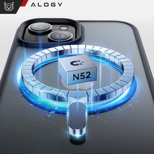 Case for iPhone 15 Plus MagSafe Matt Case Cover Matte Alogy Ring Armored Phone Case Black