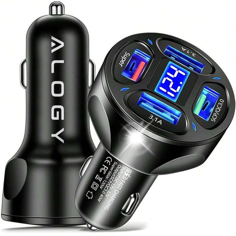 Car charger 4x USB QC 3.0 66W fast powerful for Alogy Car phone black