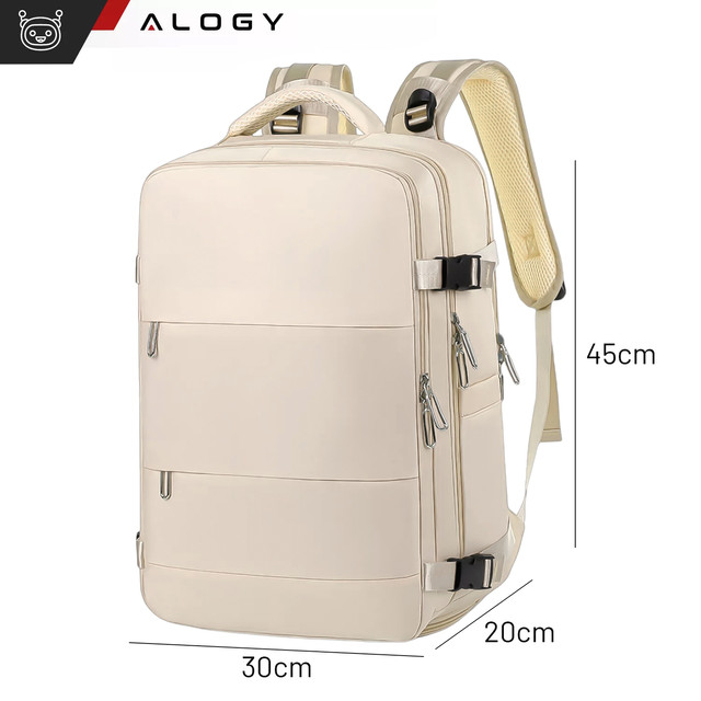 Women's Laptop Backpack Travel Suitcase Luggage for Plane Work School 45x30x20cm Alogy Beige