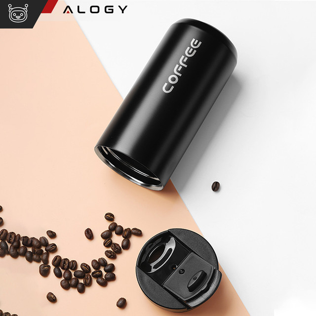 Termoska termohrnková láhev láhev na vodu 400ml na kávu čaj yerba mate Alogy Steel Black