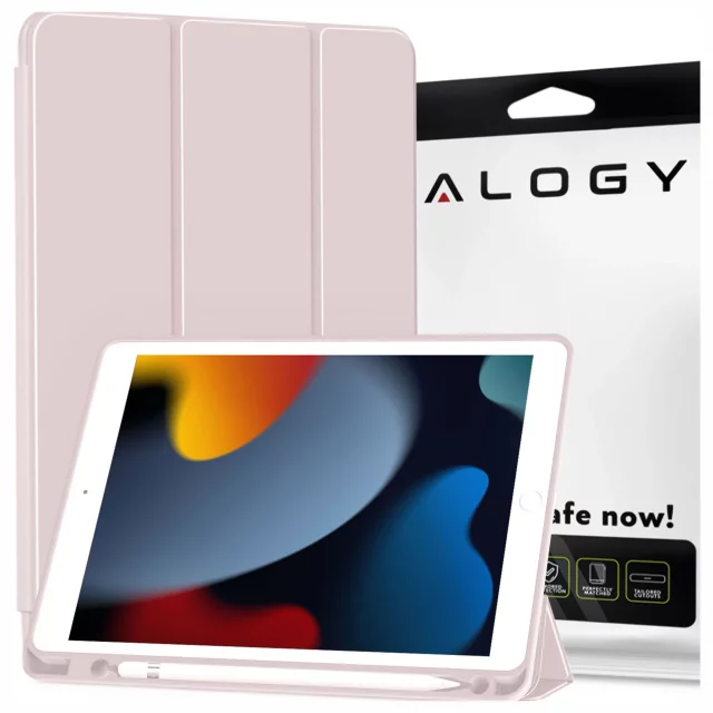 Case for Apple iPad 10.2 9 Gen 8/7 2021/2020/2019 Smart Pencil Case Alogy TPU Tablet Cover Pink
