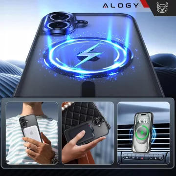 MagSafe Case for Apple iPhone 16 Plus Alogy Glamour Luxury Ring Case Black and Clear
