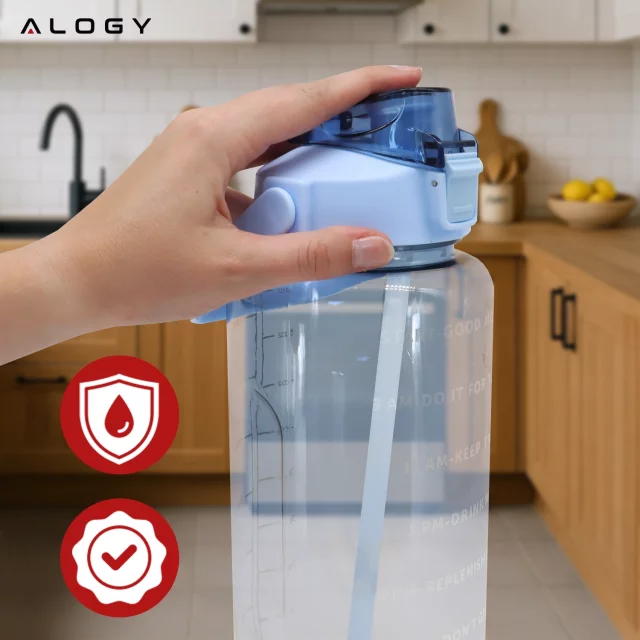 Große Glasflasche Wasserflasche Trinkgetränke Alogy Motivational Messbecher 1l 1000ml Silikonhülle Olive