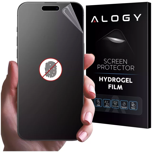 „MATTE“-Folie für Apple iPhone 15 Pro Hydrogel Alogy HydroSkin Matte Pro™ Display für „FINGERPRINT FREE“-Hülle